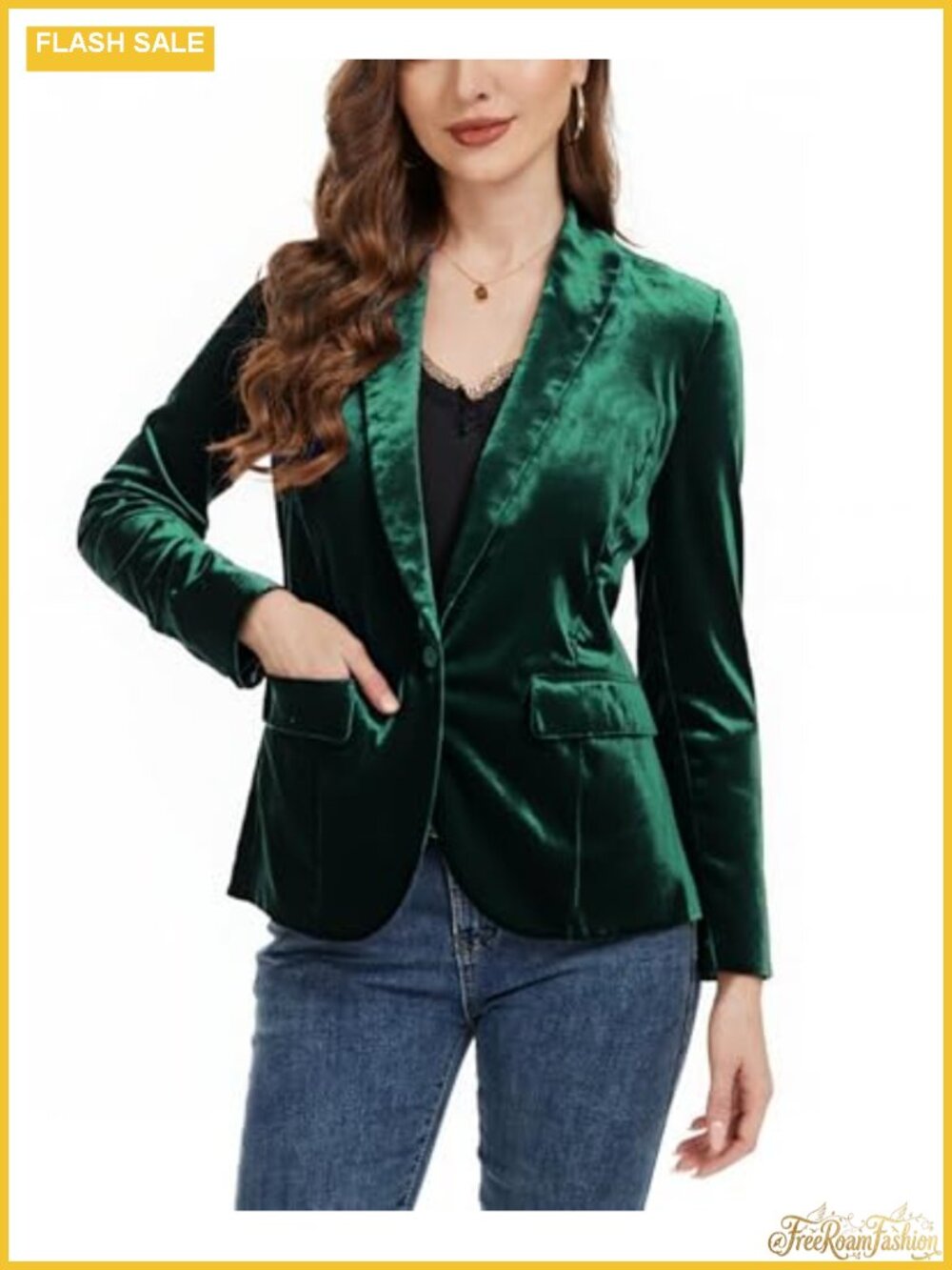 Velvet Blazer Women's Shawl Lapel Button Long Sleeve Business Casual Jacket